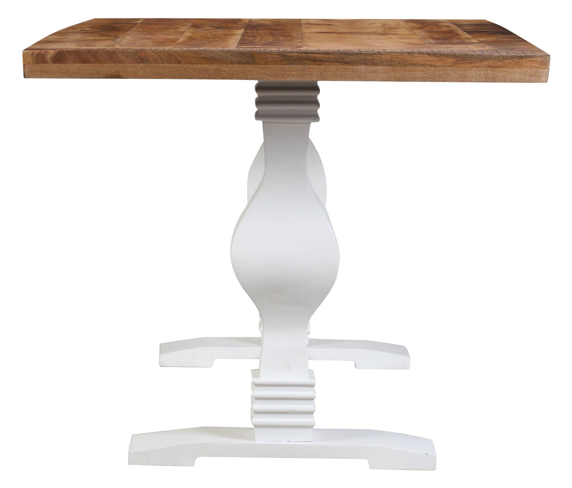 Product photograph of Farmhouse Mango Wood 175cm Dining Table Natural Top And White Pedestal Base - 6 Seater from Choice Furniture Superstore.