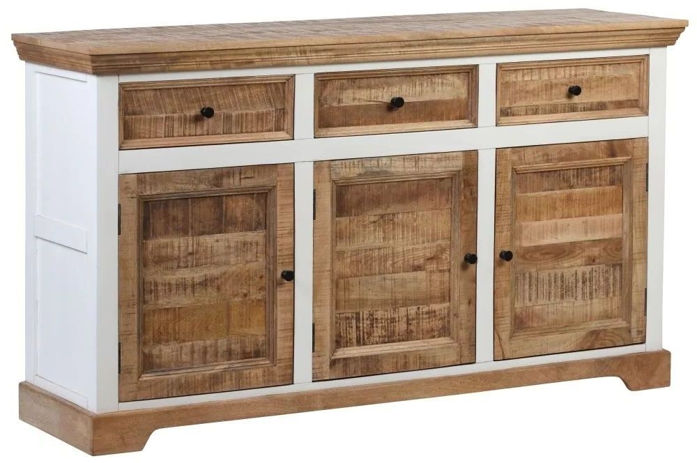 Product photograph of Farmhouse Mango Wood Large Sideboard Natural And White from Choice Furniture Superstore.