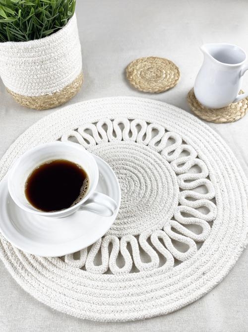 Product photograph of Nene Round Cotton Spiral Placemats from Choice Furniture Superstore.