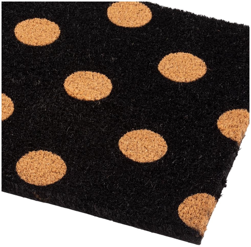 Product photograph of Astley Printed Spots Natural Pvc Backed Coir Doormat - 40cm X 60cm from Choice Furniture Superstore.