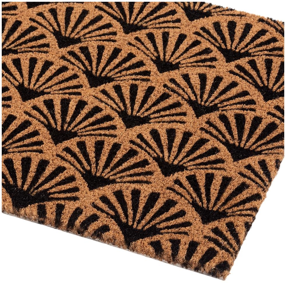 Product photograph of Astley Printed Scallop Deco Natural Pvc Backed Coir Doormat - 45cm X 75cm from Choice Furniture Superstore.