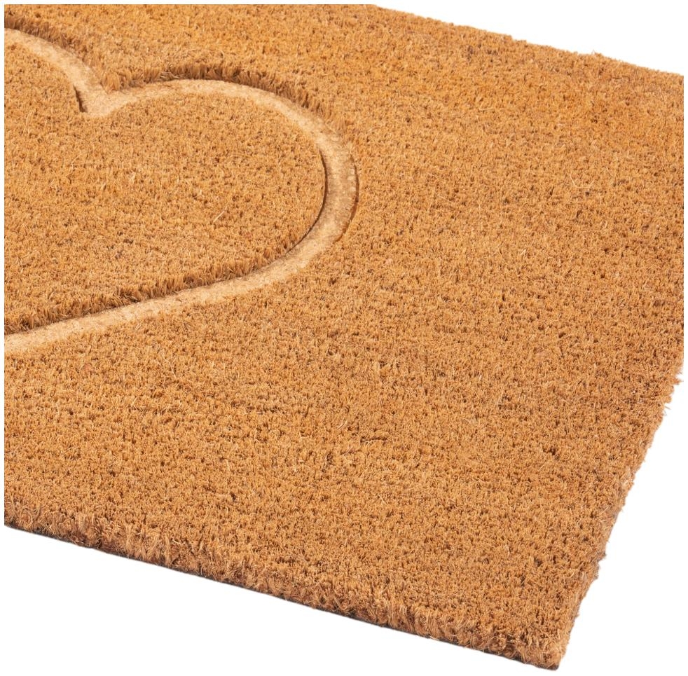 Product photograph of Astley Embossed Heart Natural Pvc Backed Coir Doormat - 40cm X 60cm from Choice Furniture Superstore.