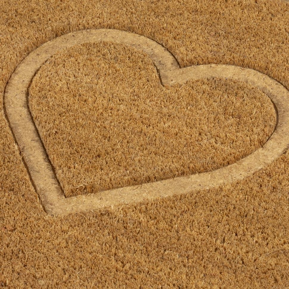 Product photograph of Astley Embossed Heart Natural Pvc Backed Coir Doormat - 40cm X 60cm from Choice Furniture Superstore.