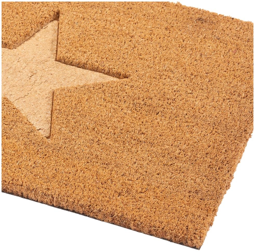 Product photograph of Astley Embossed Star Natural Pvc Backed Coir Doormat - 40cm X 60cm from Choice Furniture Superstore.