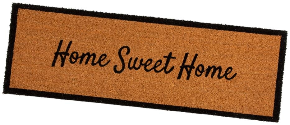 Product photograph of Astley Slogan Home Sweet Home Natural Pvc Latex Backed Coir Doormat - 40cm X 120cm from Choice Furniture Superstore.