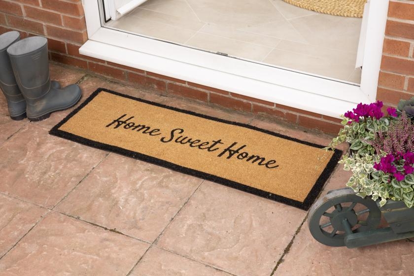 Product photograph of Astley Slogan Home Sweet Home Natural Pvc Latex Backed Coir Doormat - 40cm X 120cm from Choice Furniture Superstore.