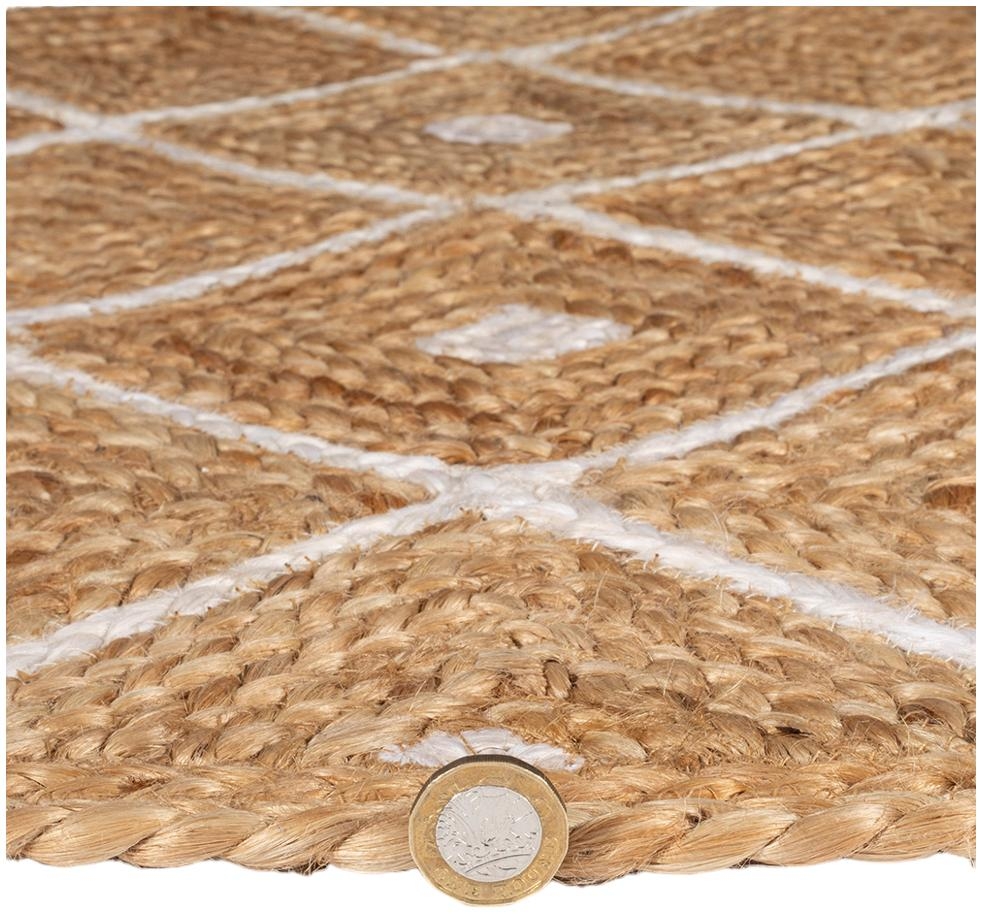 Product photograph of Prestbury Diamond Natural Jute Hand Braided Rugs - 120cm X 170cm from Choice Furniture Superstore.