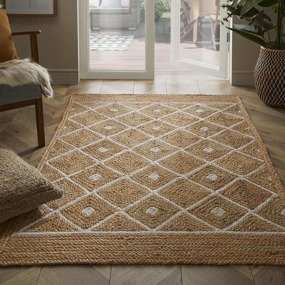 Product photograph of Prestbury Diamond Natural Jute Hand Braided Rugs - 120cm X 170cm from Choice Furniture Superstore.