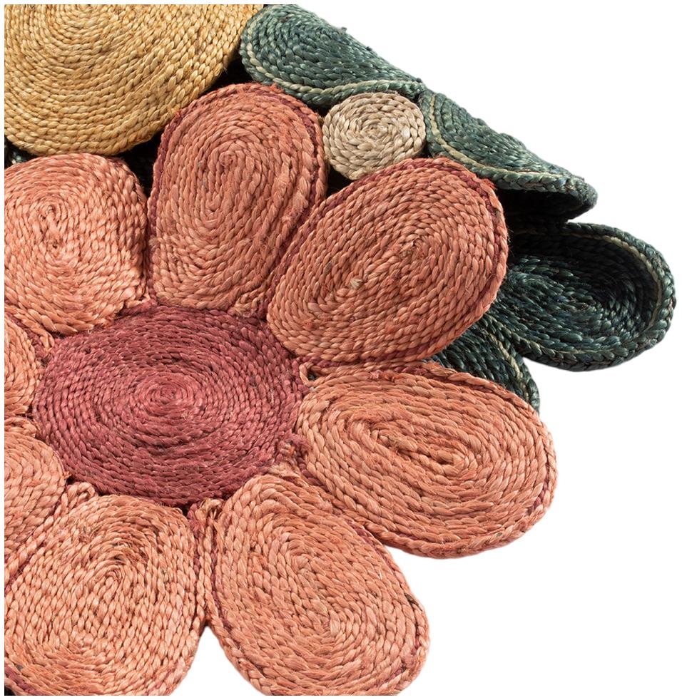Product photograph of Spinningfields Multi - Colour Jute Flower Rug - 120cm X 170cm from Choice Furniture Superstore.