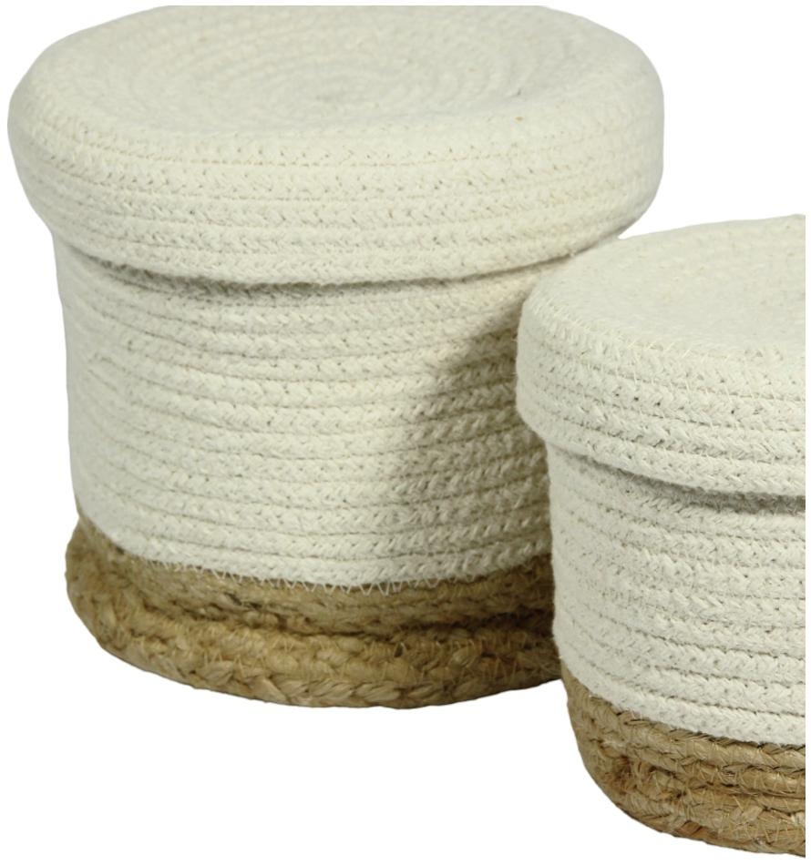 Product photograph of Balham Cream Jute Cotton Lidded Storage Nested Basket - Set Of 4 from Choice Furniture Superstore.