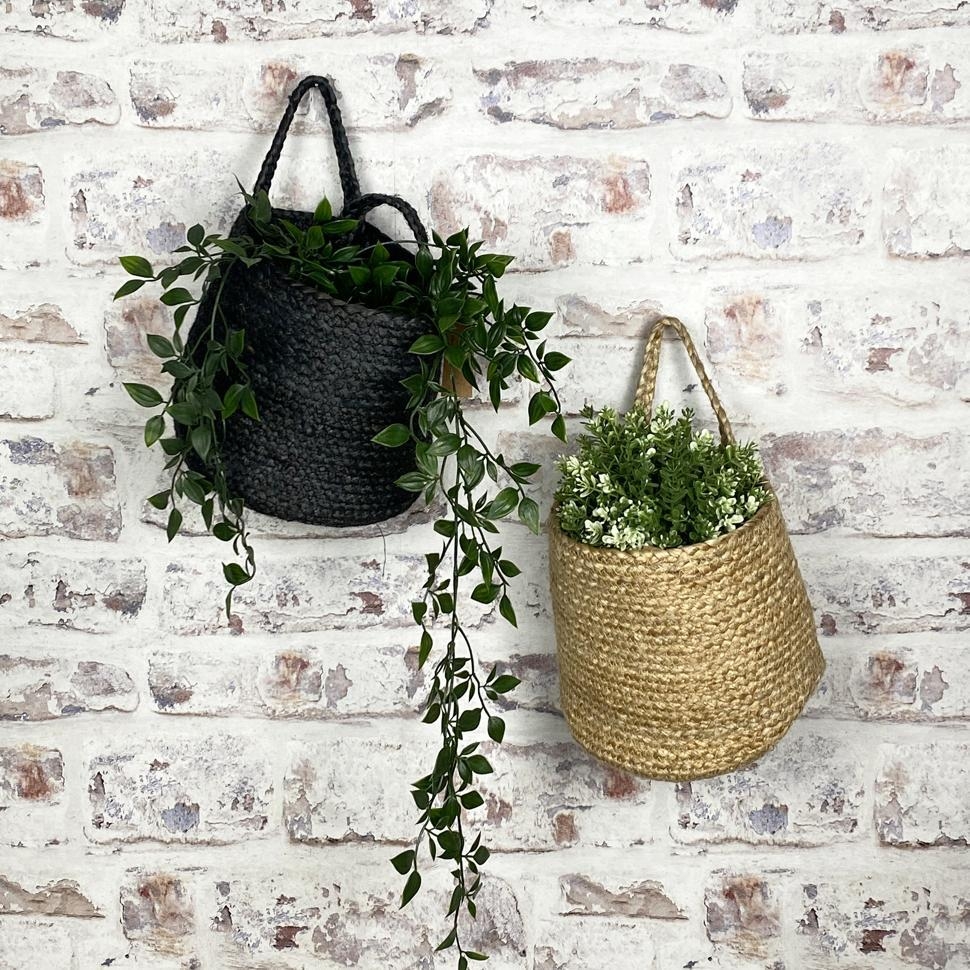 Product photograph of Barbican Natural Jute Hanging Nested Basket With Handles - Set Of 2 from Choice Furniture Superstore.