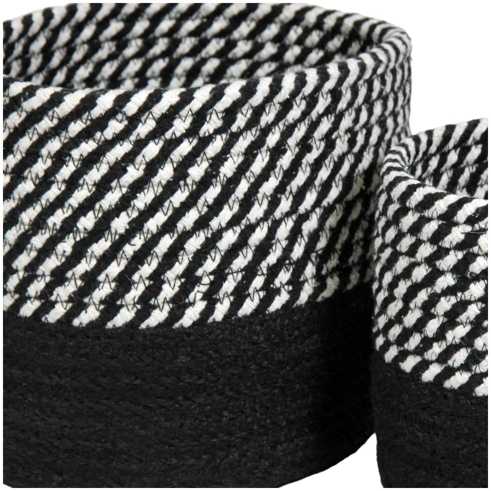 Product photograph of Barnes Black Jute Cotton Stripe Round Basket - Set Of 2 from Choice Furniture Superstore.