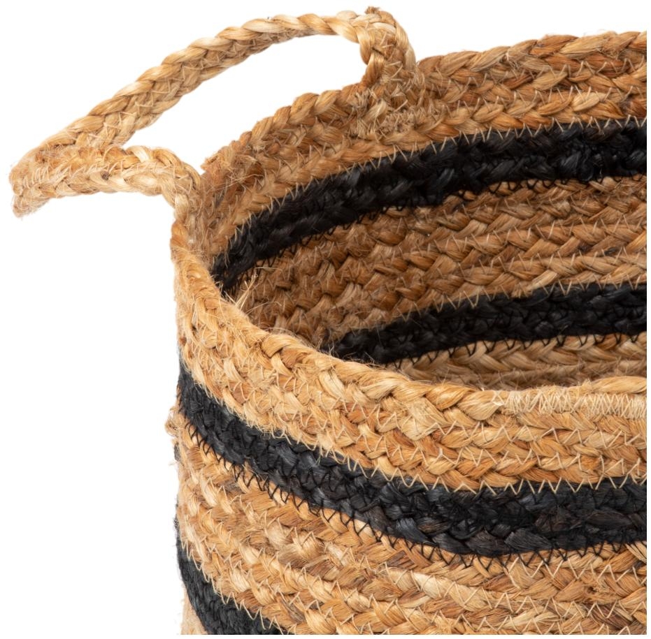 Product photograph of Barnsbury Natural Jute Stripe Basket With Handles - Set Of 3 from Choice Furniture Superstore.