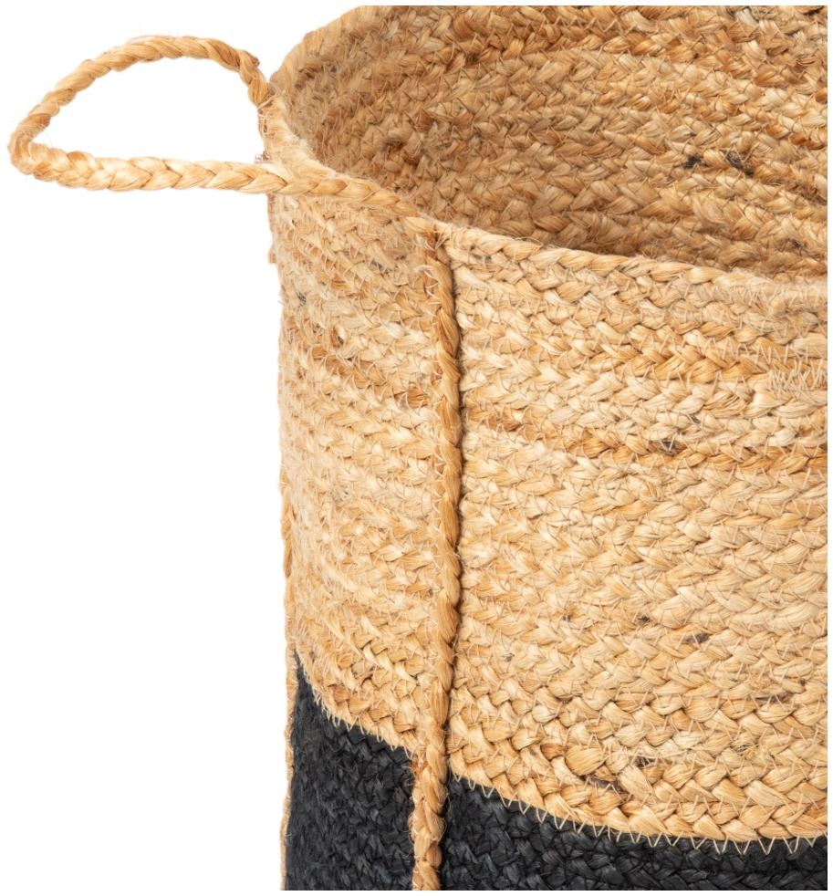 Product photograph of Beckenham Natural Jute Block Colour Round Basket With Handles - Set Of 3 from Choice Furniture Superstore.