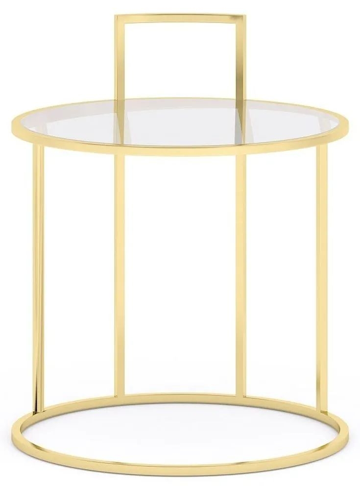 Product photograph of Alveare Glass And Gold Round Side Table from Choice Furniture Superstore.