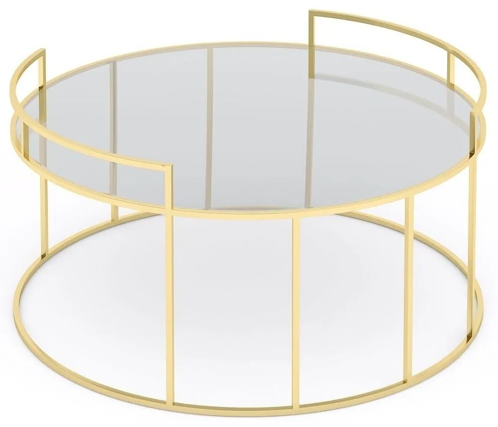 Product photograph of Alveare Glass And Gold Round Coffee Table from Choice Furniture Superstore.