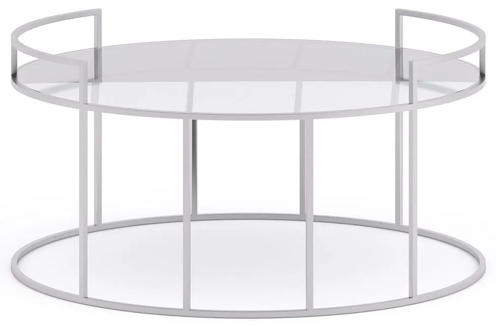 Product photograph of Alveare Glass And Silver Round Coffee Table from Choice Furniture Superstore.
