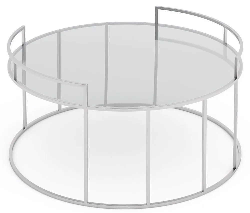 Product photograph of Alveare Glass And Silver Round Coffee Table from Choice Furniture Superstore.