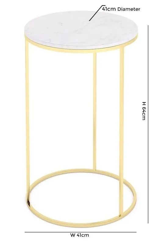 Product photograph of Olympia White Marble Top And Gold Round Side Table from Choice Furniture Superstore.
