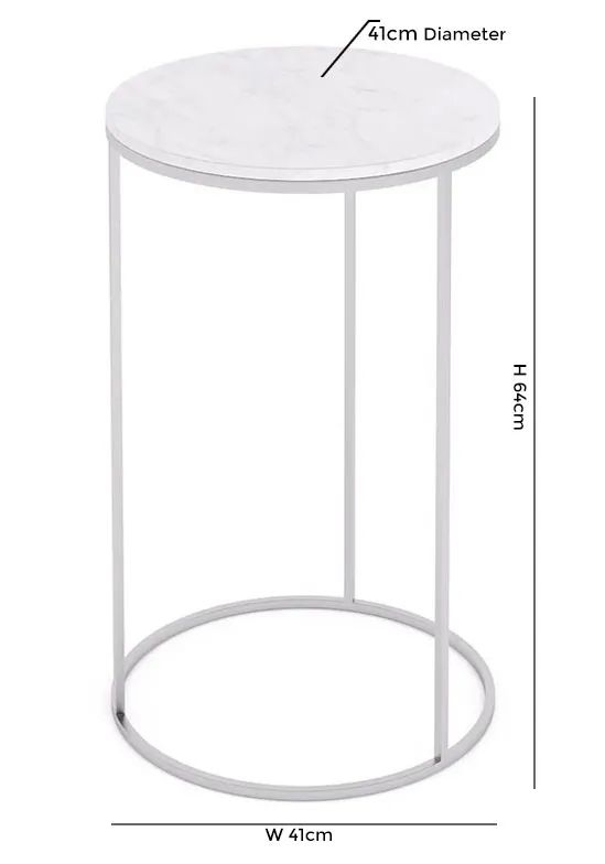 Product photograph of Olympia White Marble Top And Silver Round Side Table from Choice Furniture Superstore.