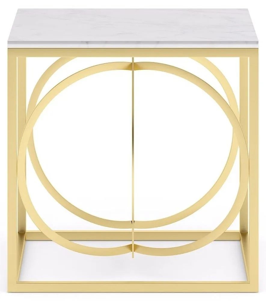 Product photograph of Olympia White Marble Top And Gold Square Side Table from Choice Furniture Superstore.