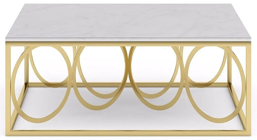 Product photograph of Olympia White Marble Top And Gold Coffee Table from Choice Furniture Superstore.