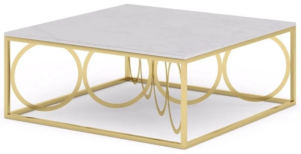 Product photograph of Olympia White Marble Top And Gold Coffee Table from Choice Furniture Superstore.