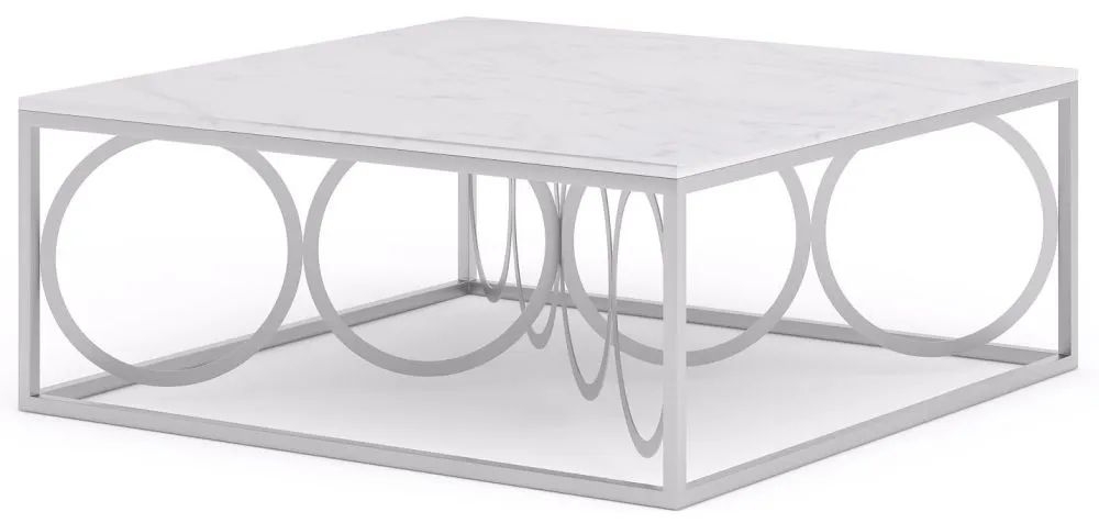 Product photograph of Olympia White Marble Top And Silver Coffee Table from Choice Furniture Superstore.