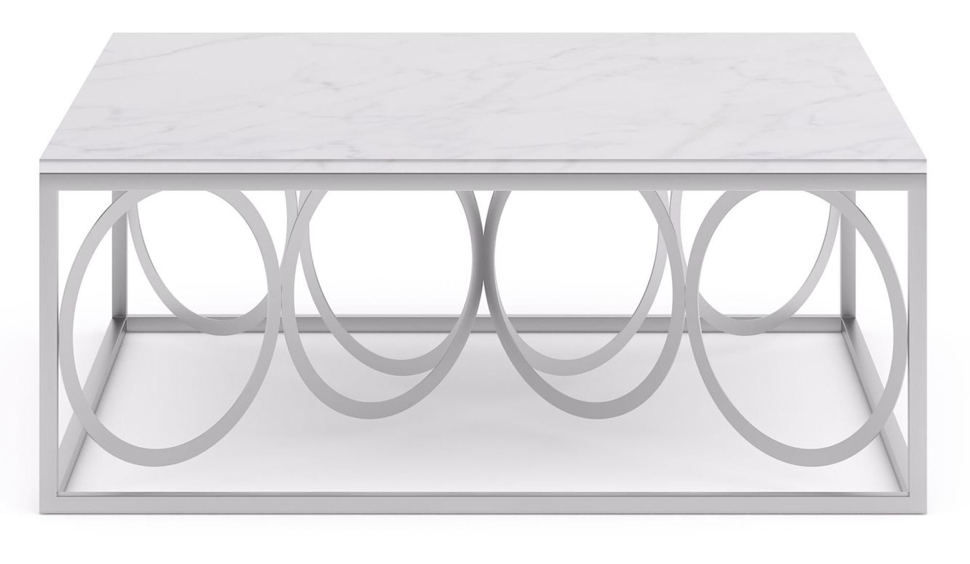 Product photograph of Clearance - Olympia White Marble Top And Silver Coffee Table from Choice Furniture Superstore.