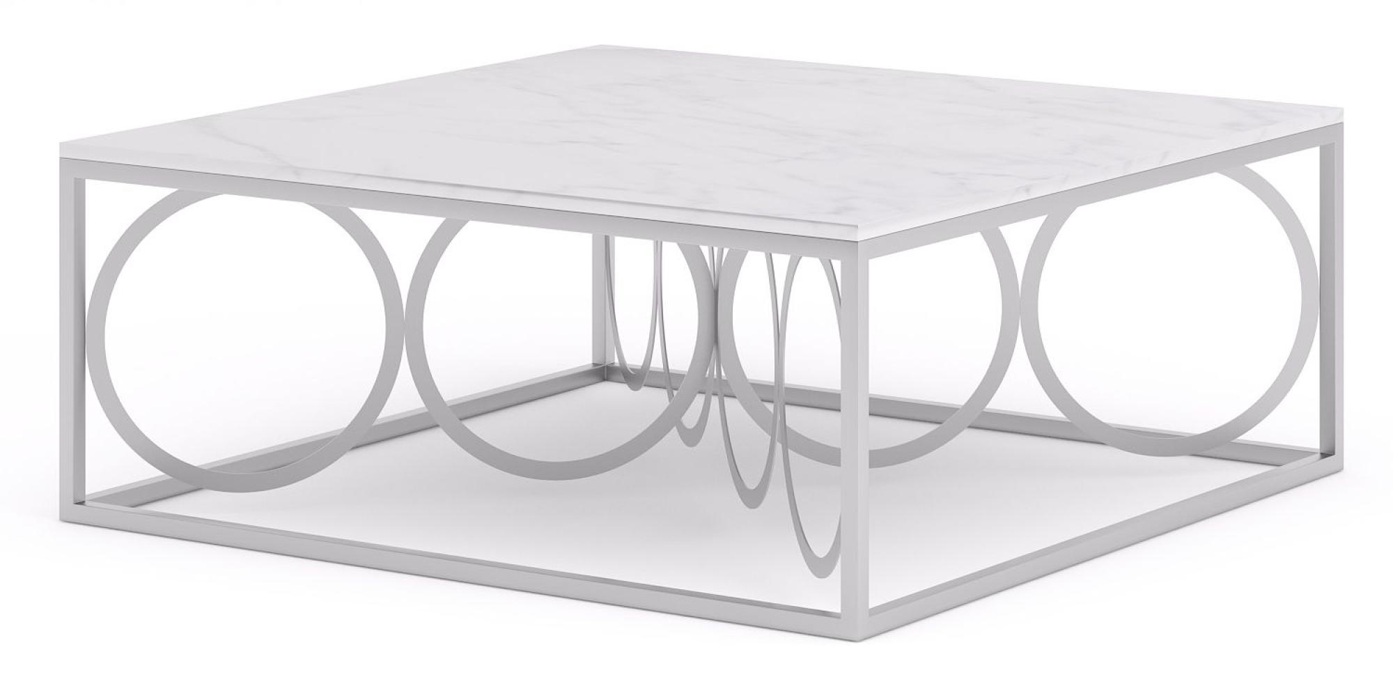 Product photograph of Clearance - Olympia White Marble Top And Silver Coffee Table from Choice Furniture Superstore.