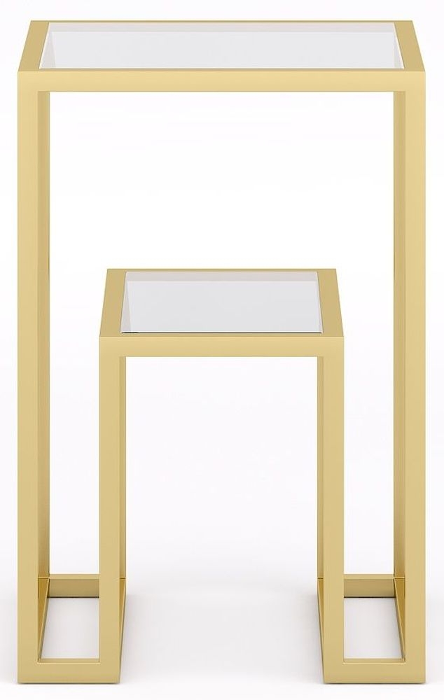Product photograph of Knightsbridge Glass And Gold Square Side Table from Choice Furniture Superstore.