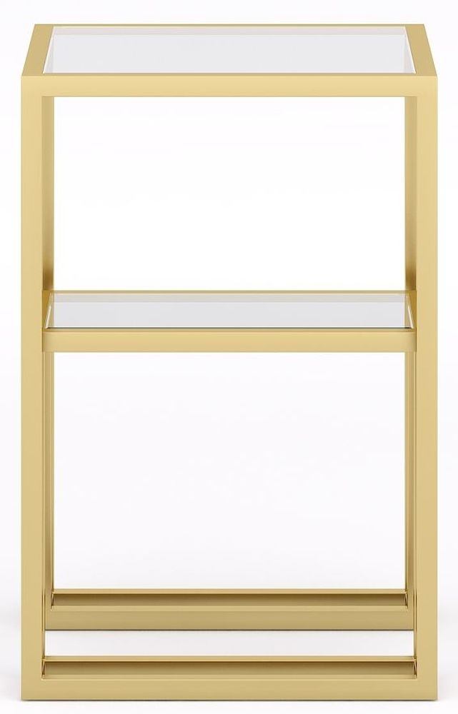 Product photograph of Knightsbridge Glass And Gold Square Side Table from Choice Furniture Superstore.