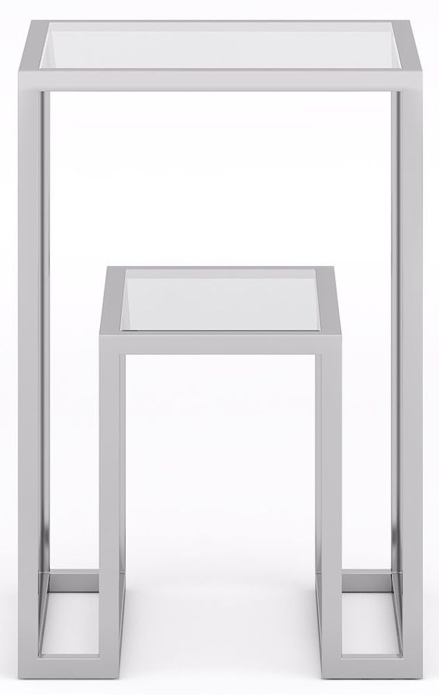 Product photograph of Knightsbridge Glass And Chrome Square Side Table from Choice Furniture Superstore.