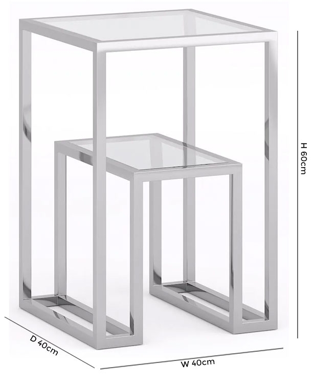 Product photograph of Knightsbridge Glass And Chrome Square Side Table from Choice Furniture Superstore.