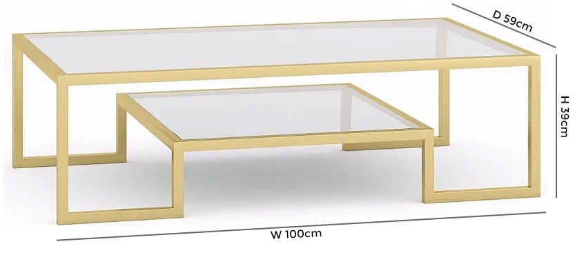 Product photograph of Knightsbridge Glass And Gold Coffee Table from Choice Furniture Superstore.