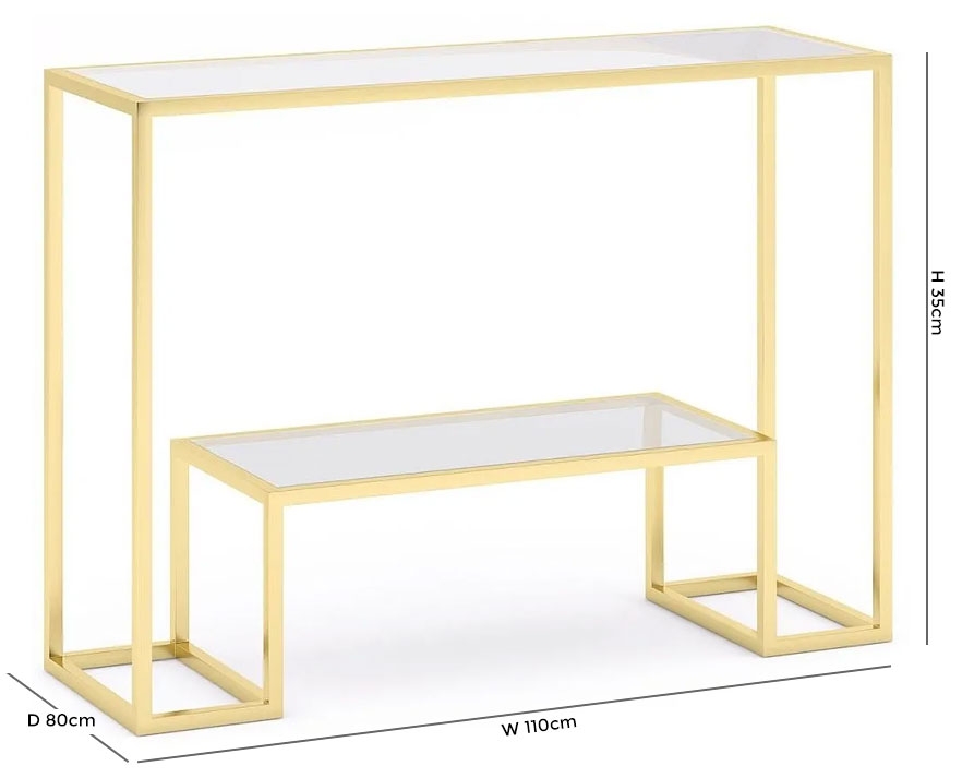 Product photograph of Clearance - Knightsbridge Glass And Gold Console Table from Choice Furniture Superstore.