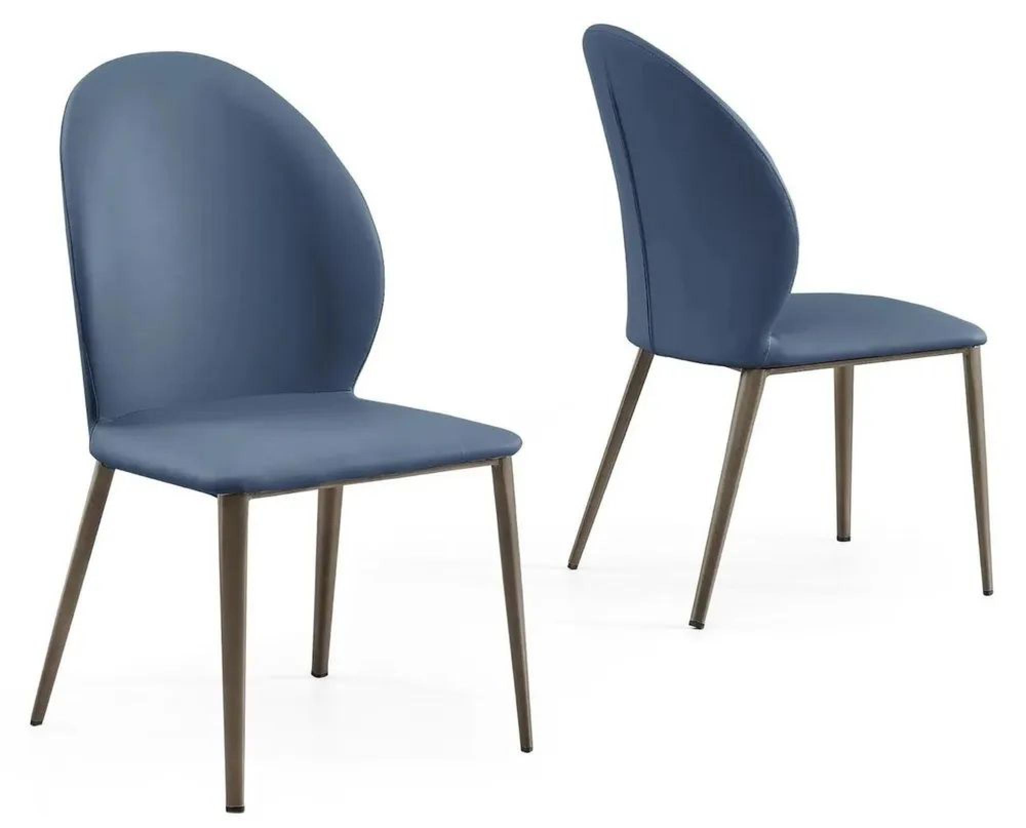 Product photograph of Astrid Blue Leather Dining Chair With Black Legs from Choice Furniture Superstore.