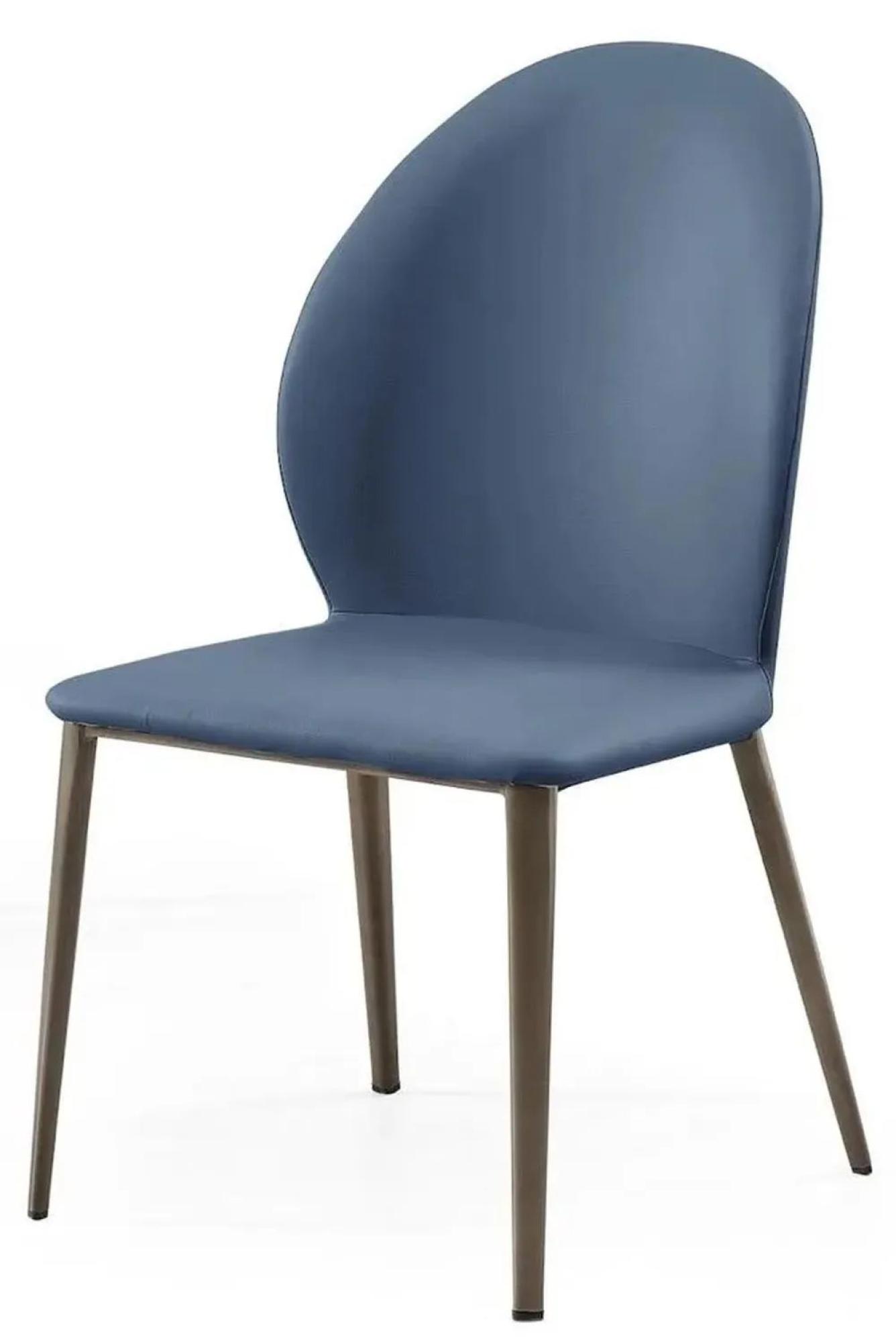 Product photograph of Astrid Blue Leather Dining Chair With Black Legs from Choice Furniture Superstore.