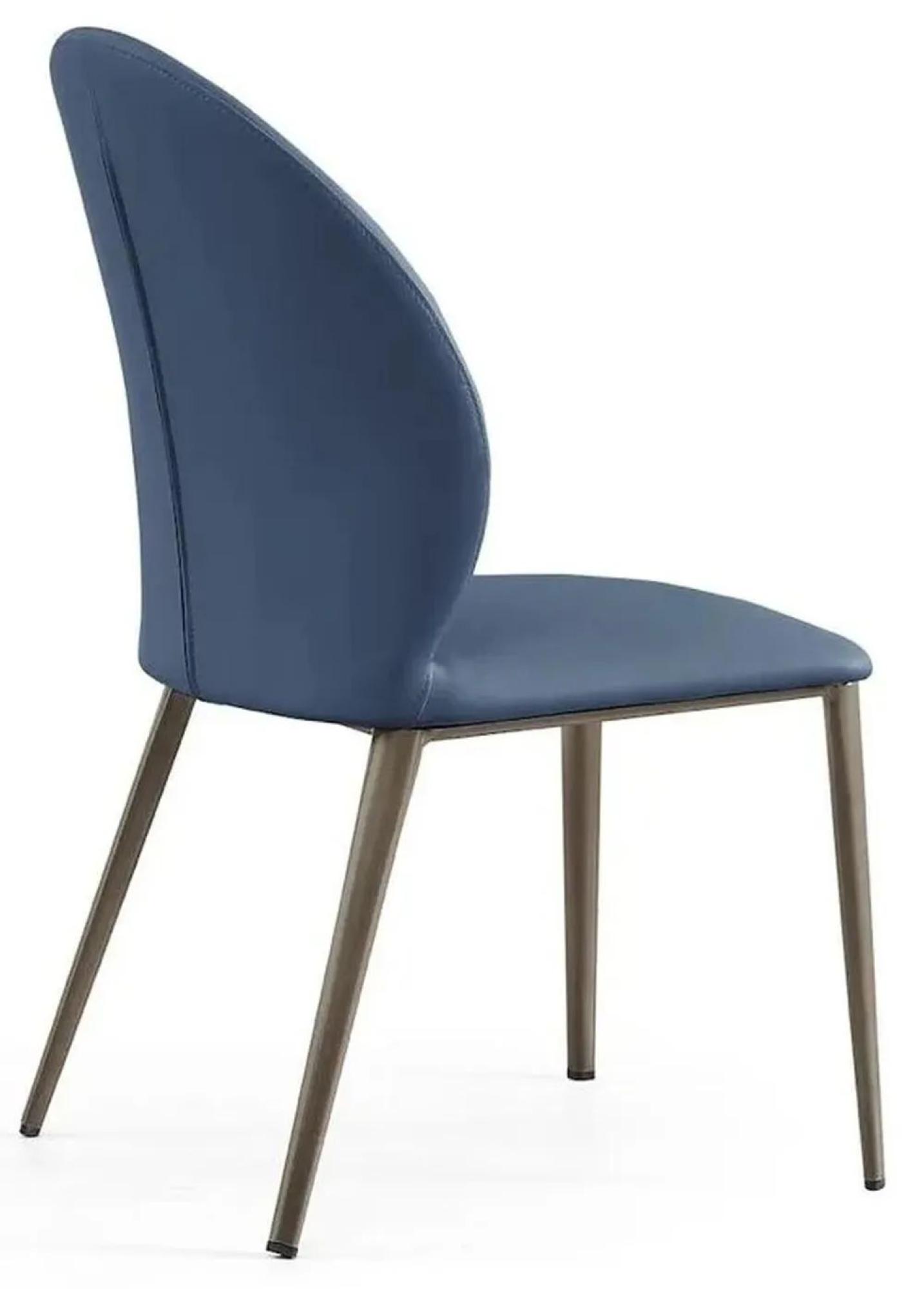 Product photograph of Astrid Blue Leather Dining Chair With Black Legs from Choice Furniture Superstore.