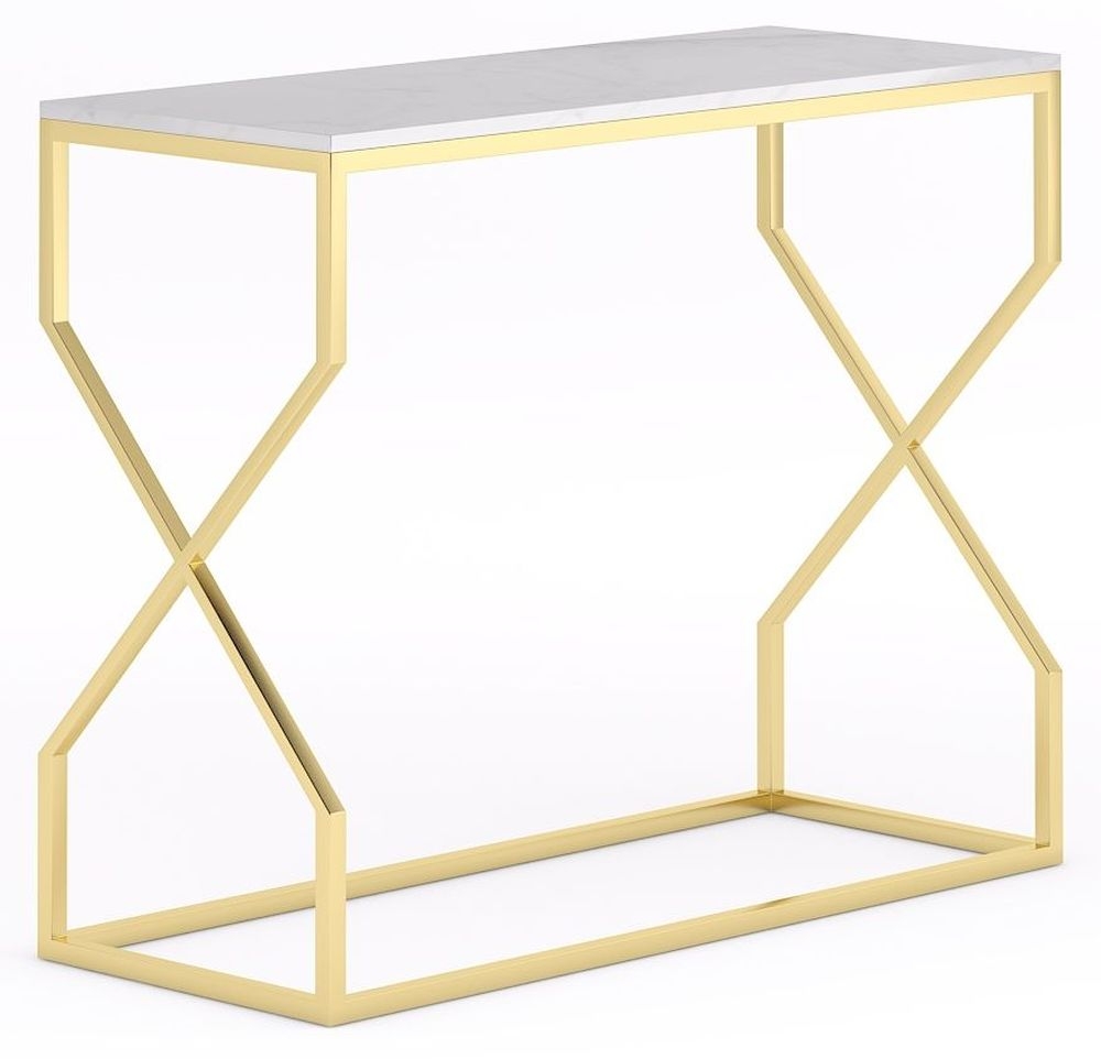 Product photograph of Scala White Marble Top And Gold Console Table from Choice Furniture Superstore.