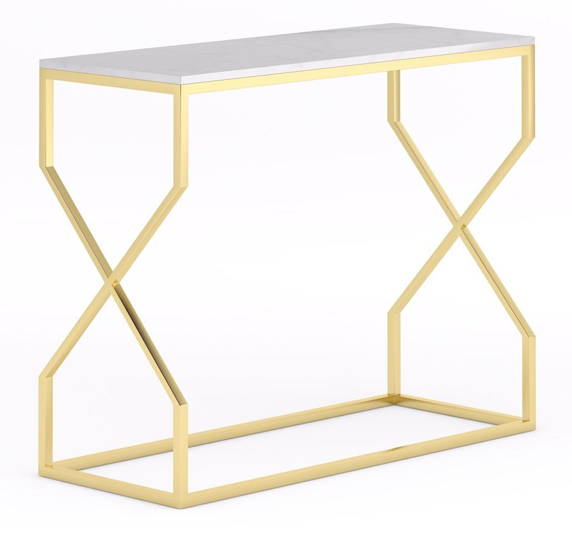 Product photograph of Clearance - Scala White Marble Top And Gold Console Table from Choice Furniture Superstore.