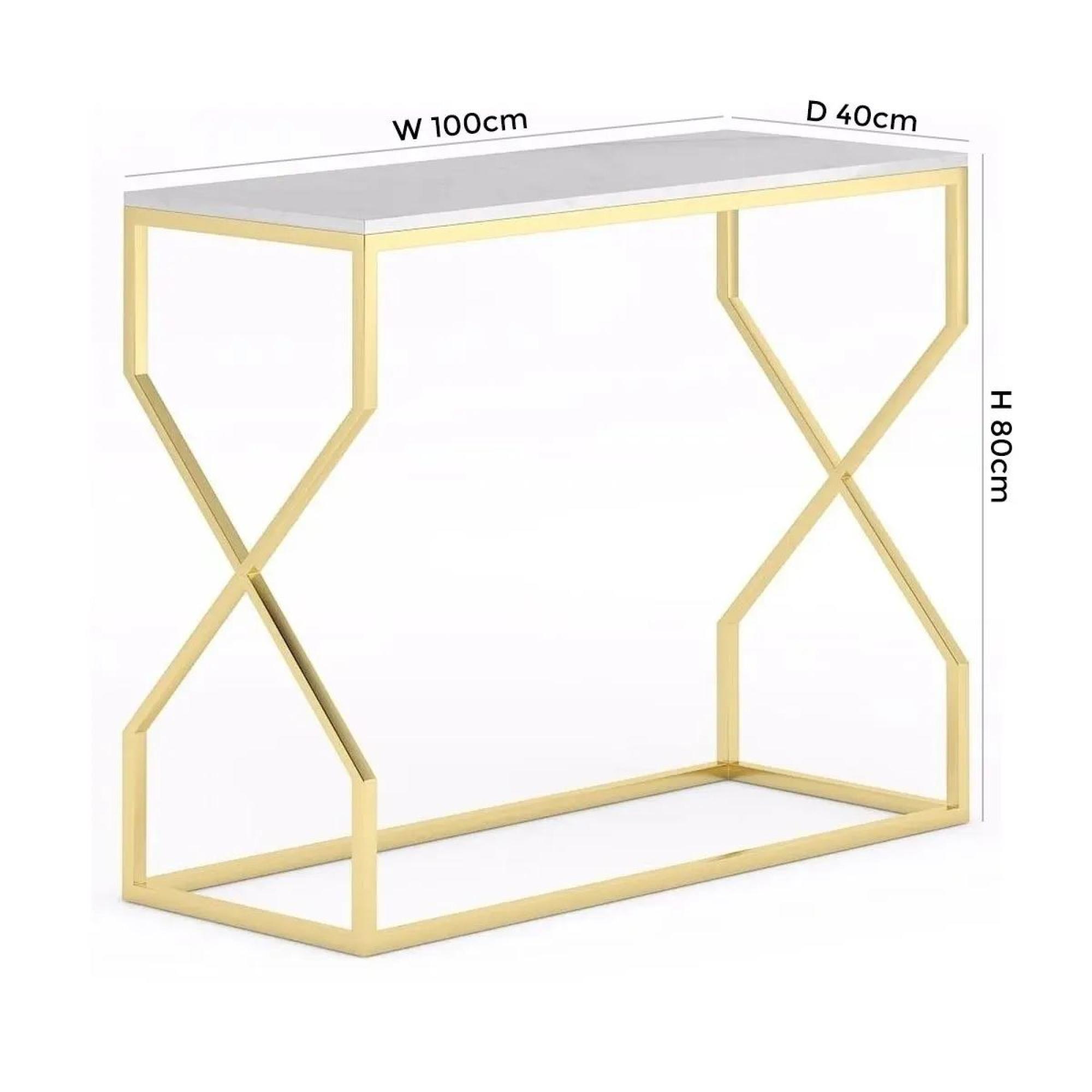 Product photograph of Clearance - Scala White Marble Top And Gold Console Table from Choice Furniture Superstore.