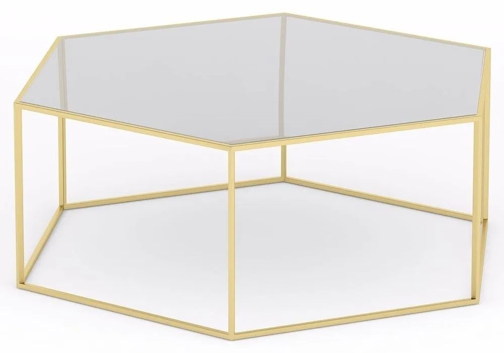 Product photograph of Ming Glass And Gold Hexagon Coffee Table from Choice Furniture Superstore.