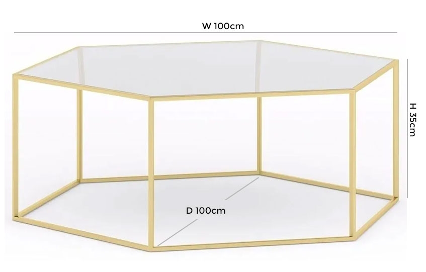 Product photograph of Ming Glass And Gold Hexagon Coffee Table from Choice Furniture Superstore.