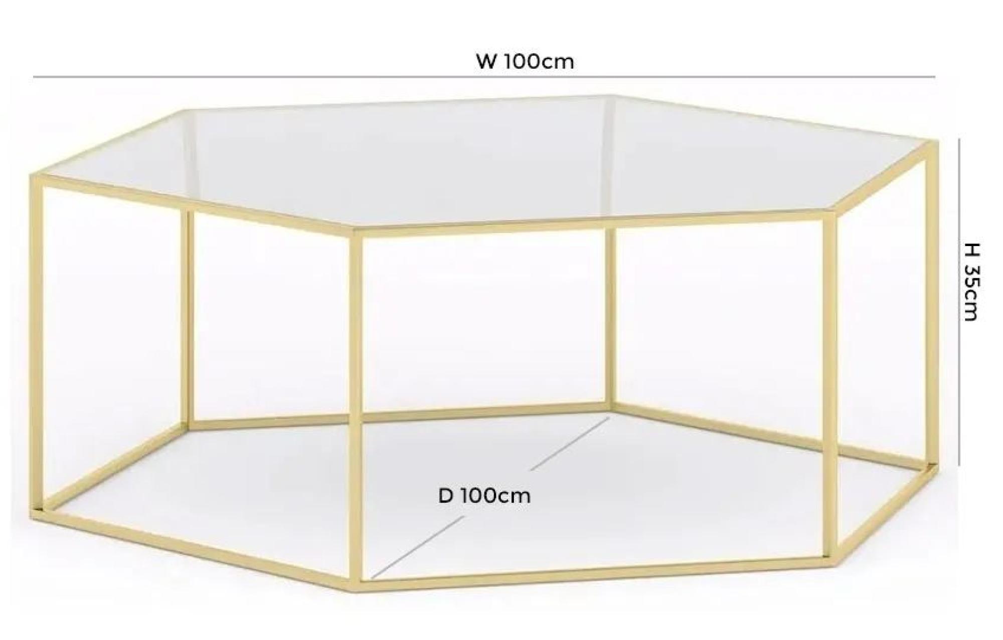 Product photograph of Clearance - Ming Glass And Gold Hexagon Coffee Table from Choice Furniture Superstore.