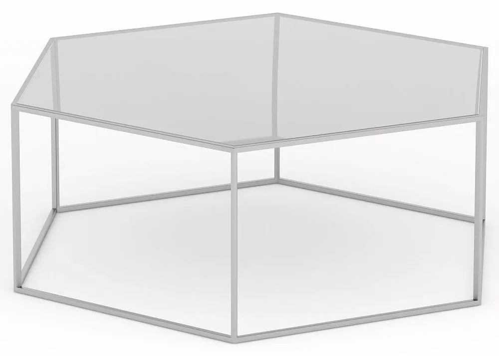 Product photograph of Ming Glass And Silver Hexagon Coffee Table from Choice Furniture Superstore.