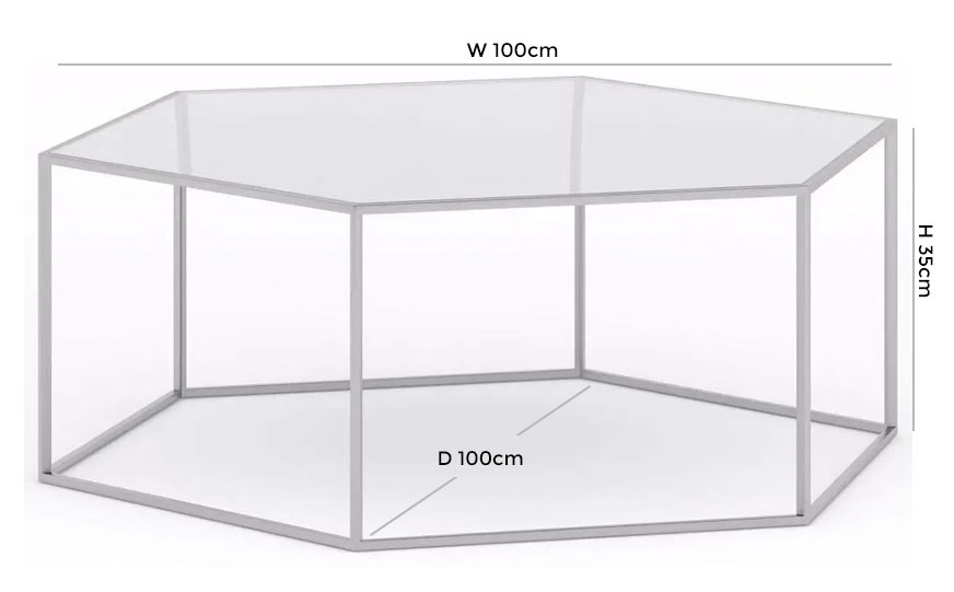 Product photograph of Ming Glass And Silver Hexagon Coffee Table from Choice Furniture Superstore.