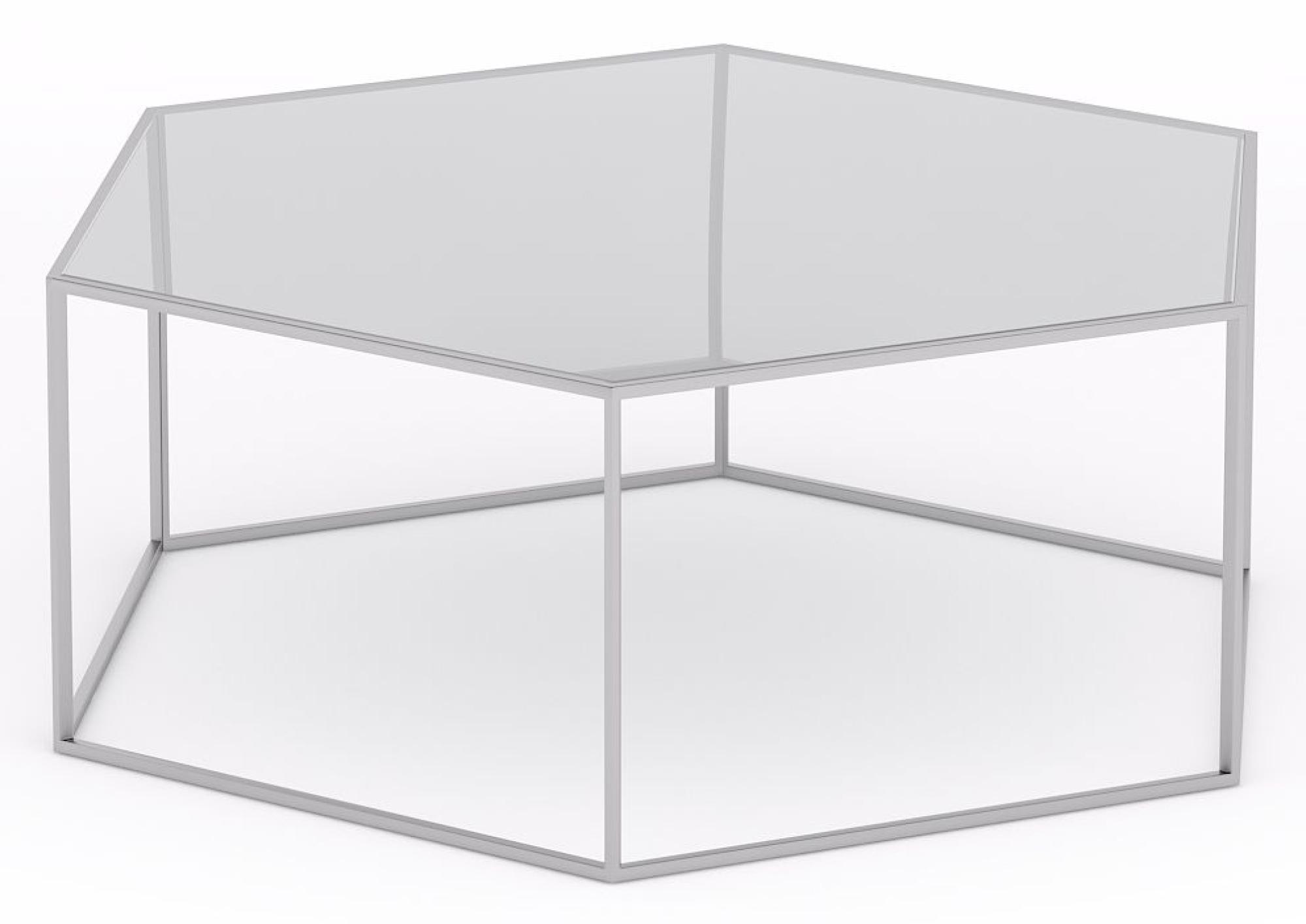 Product photograph of Clearance - Ming Glass And Silver Hexagon Coffee Table from Choice Furniture Superstore.