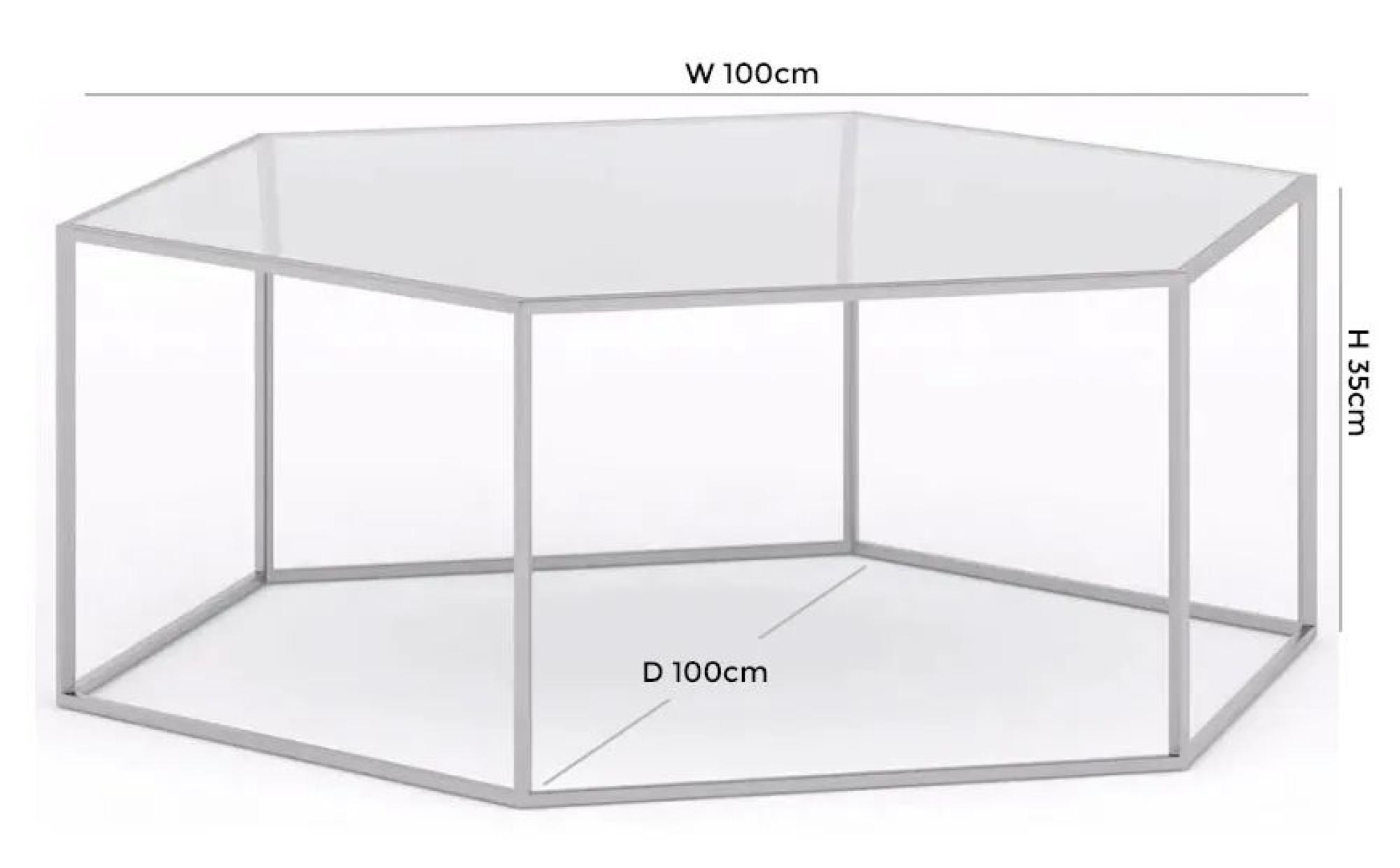 Product photograph of Clearance - Ming Glass And Silver Hexagon Coffee Table from Choice Furniture Superstore.