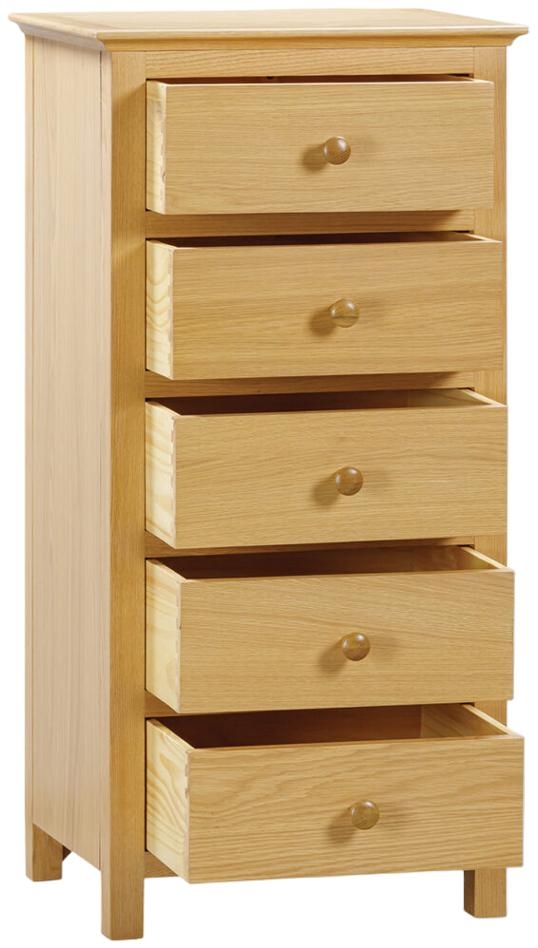 Product photograph of Arlington Oak 5 Drawer Wellington Chest from Choice Furniture Superstore.